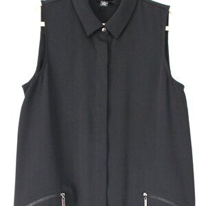 Alfani Black Sleeveless Collared Shift Dress Zipper Pockets Size 12